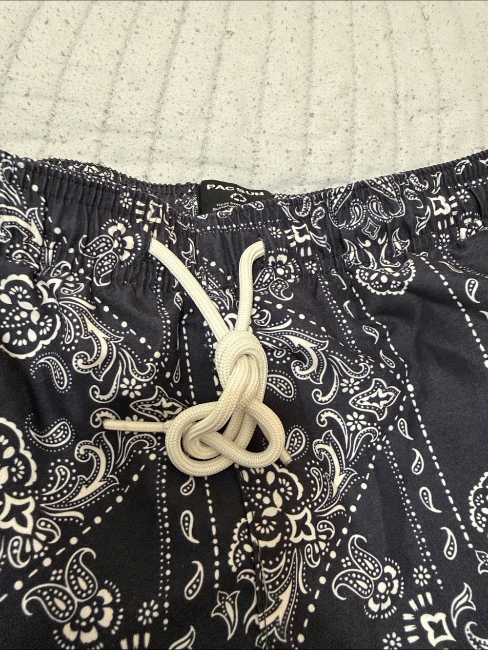 PacSun Black Paisley Drawstring Bermudas